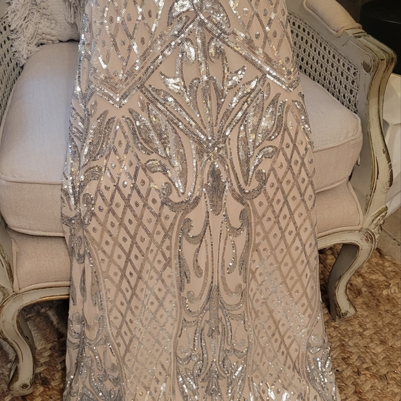 Ginger Sequin Mesh Strappy Gown - Picture 4 of 10